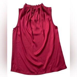 Worthington High Neck Red Sleeveless Red Top